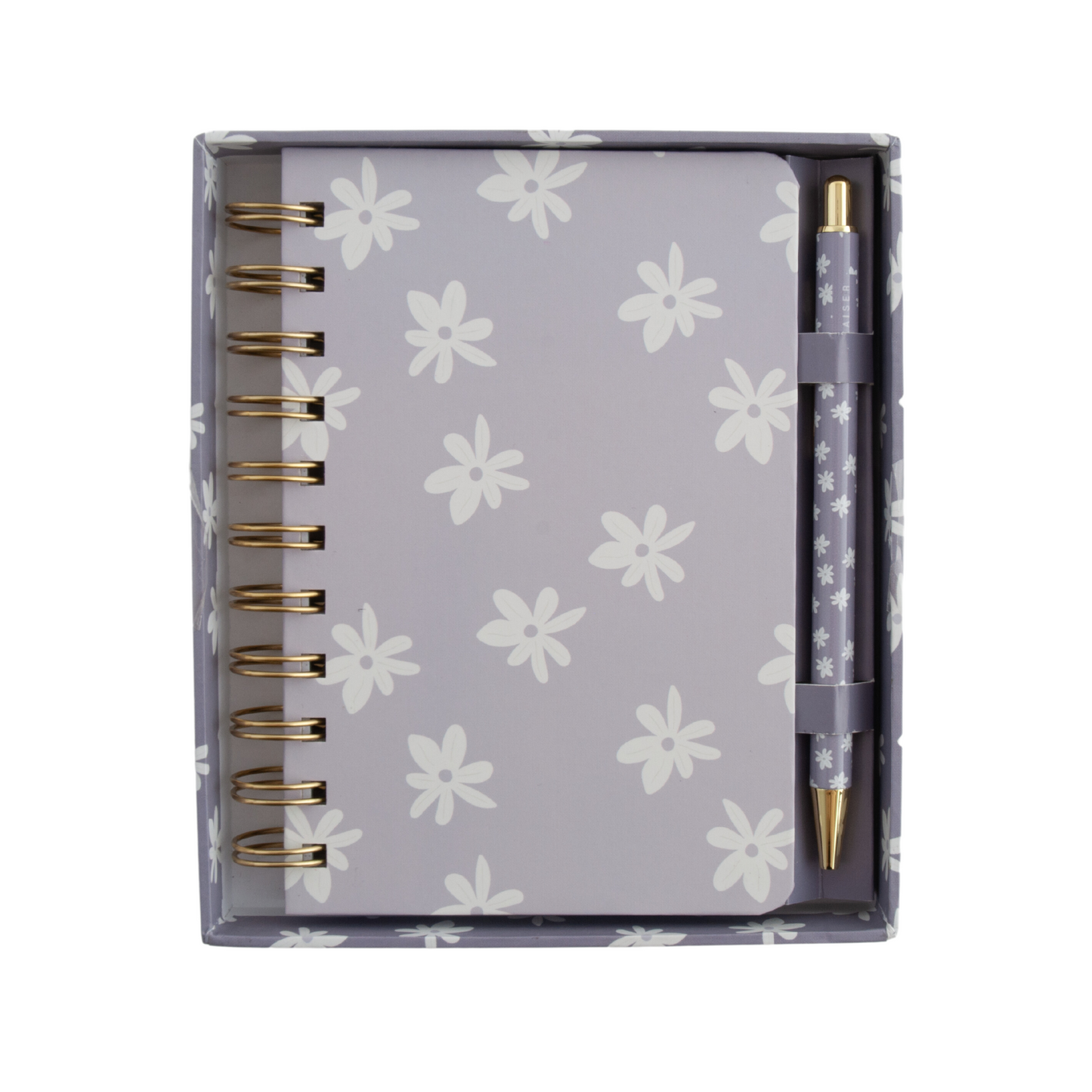 Mini Boxed Journal With Pen - Lilac Daisy