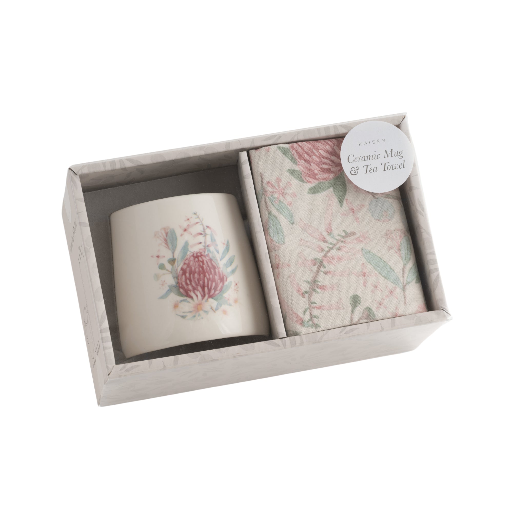 Ceramic Mug & Tea Towel Set - Waratah