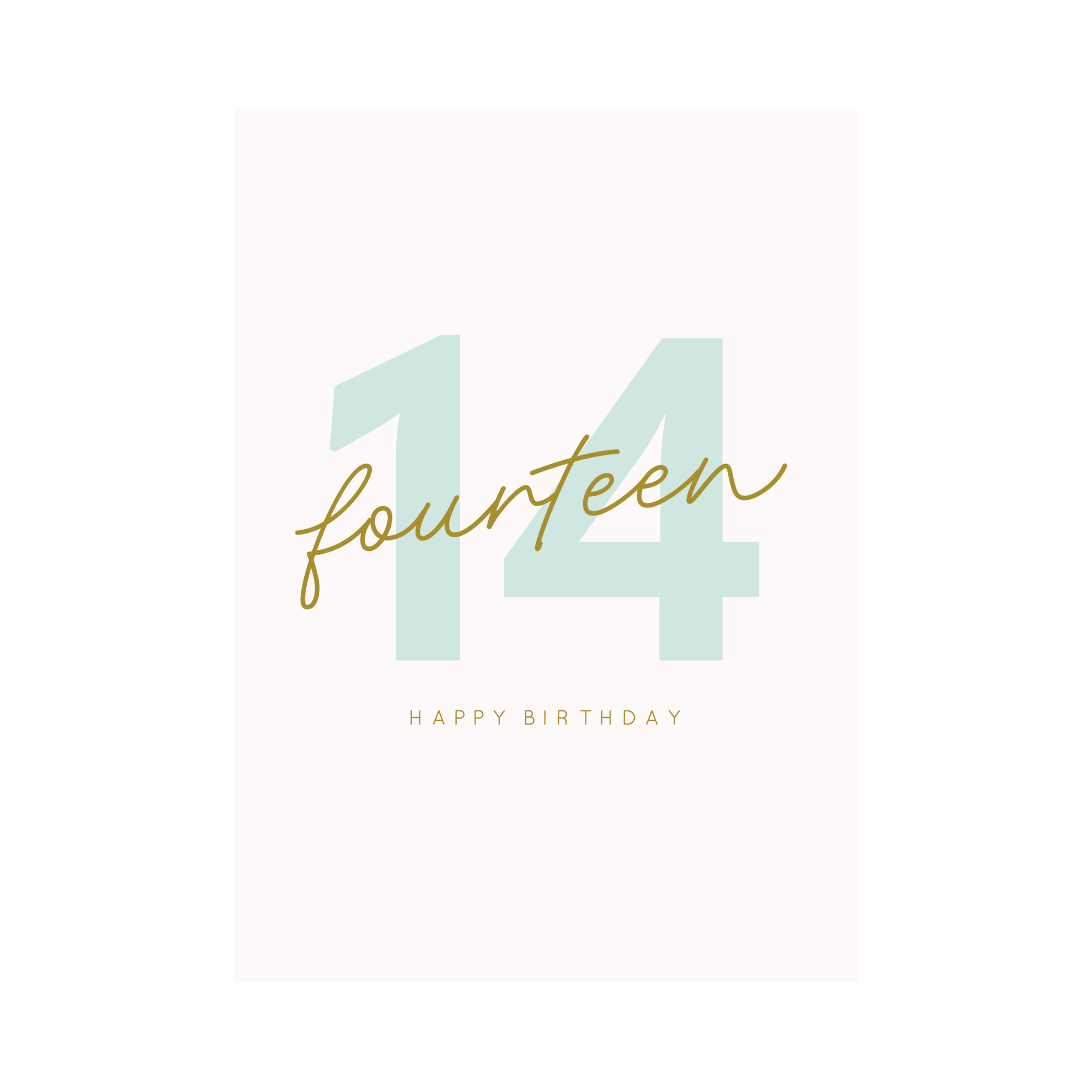 Greeting Card Birthday Milestone - 14 Aqua Birthday