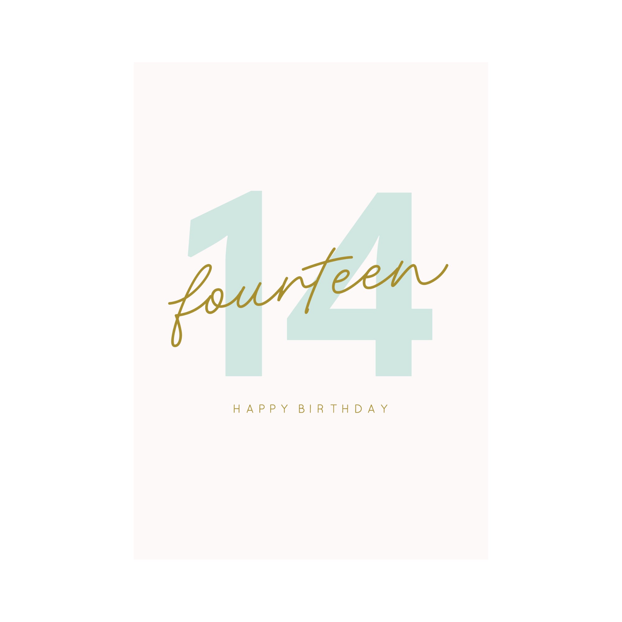 Greeting Card Birthday Milestone - 14 Aqua Birthday