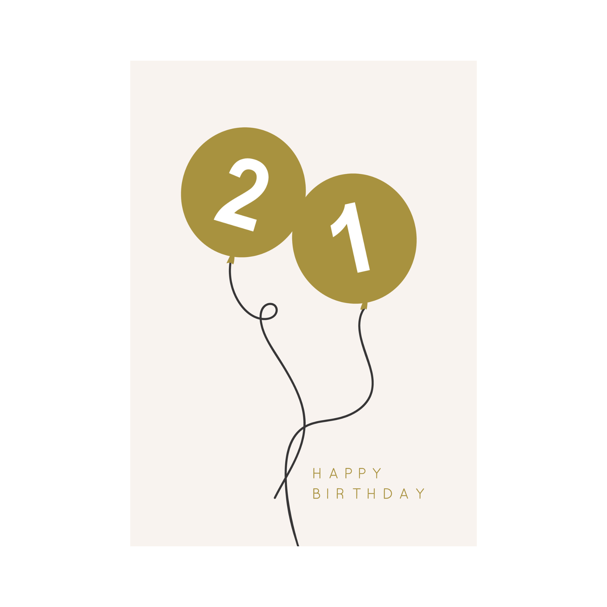 Greeting Card Birthday Milestone - 21 Gold Balloon