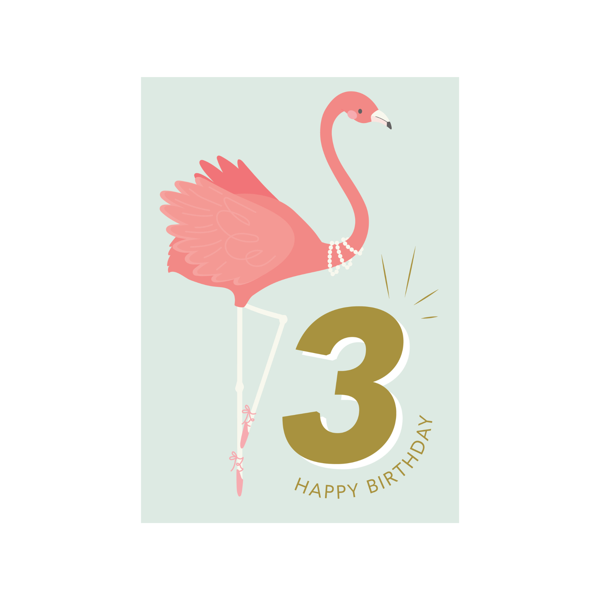 Greeting Card Magical Milestone - 3 Flamingo