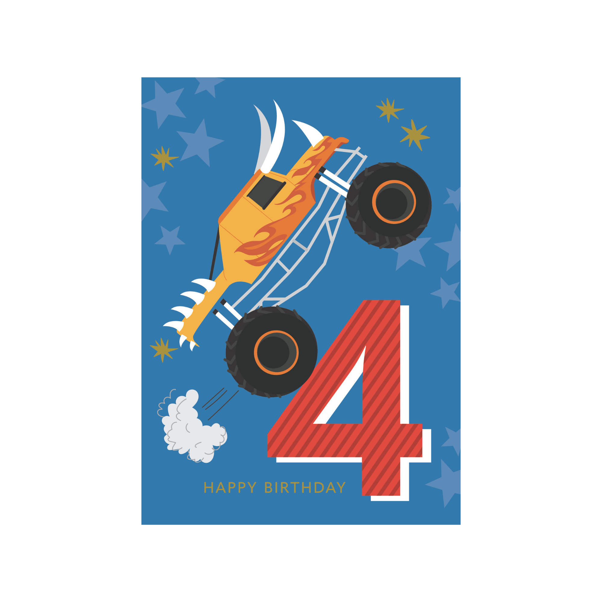 Greeting Card Marvellous Milestone - 4 Monster Truck