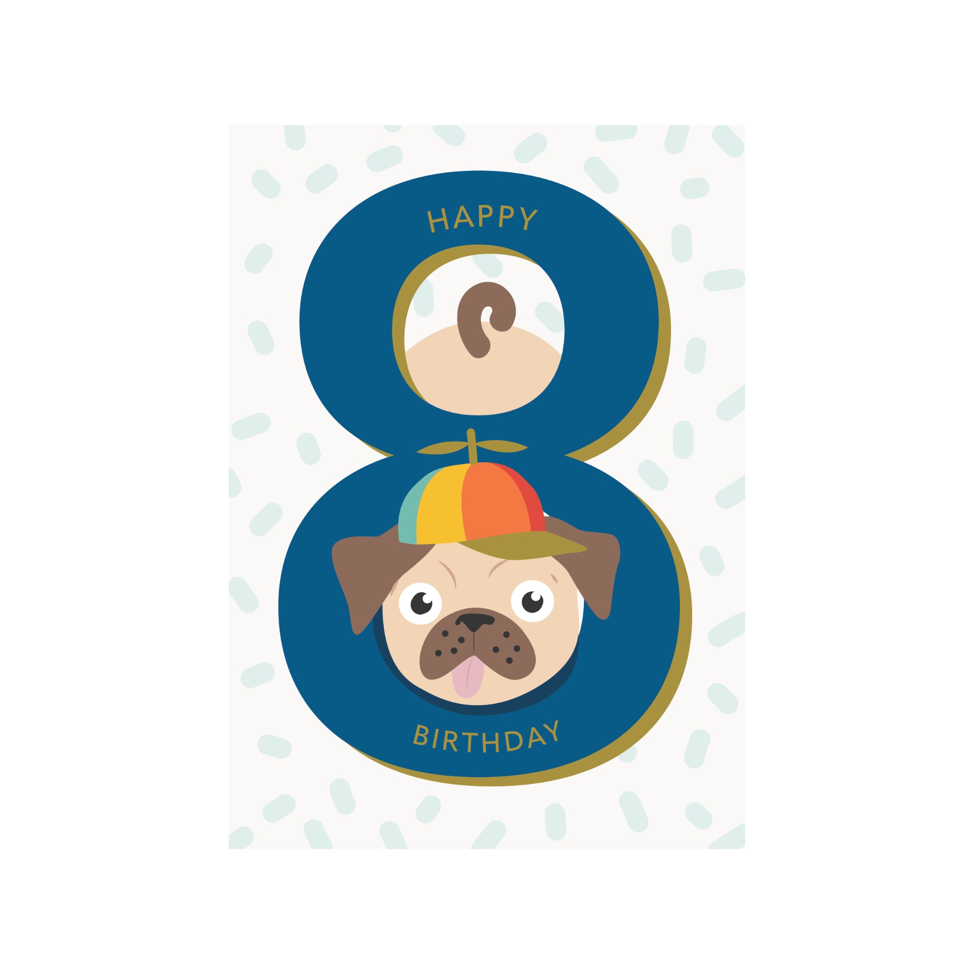 Greeting Card Marvellous Milestone - 8 Pug