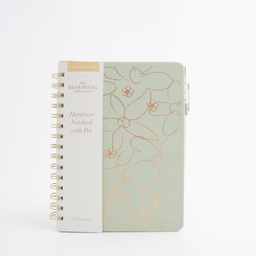 Hardcover Notebook With Pen - Etched Blooms