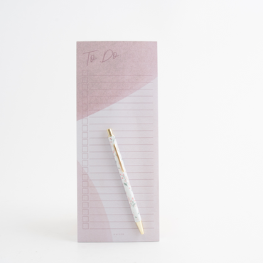 List Notepad With Pen - Crimson