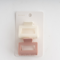 2Pk Small Rec Hair Claw - Cream/Pink