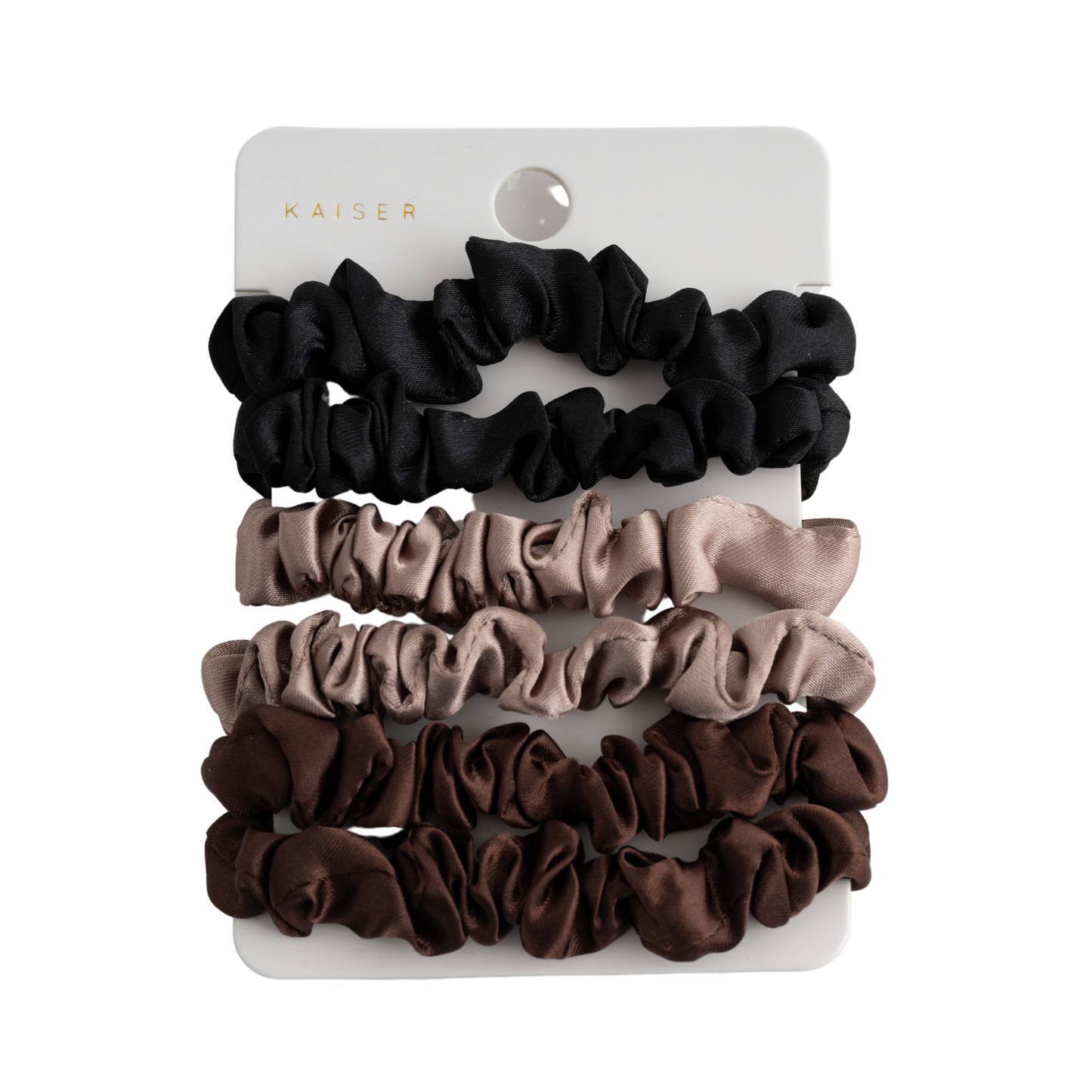 6Pk Mini Satin Hair Ties - Neutral