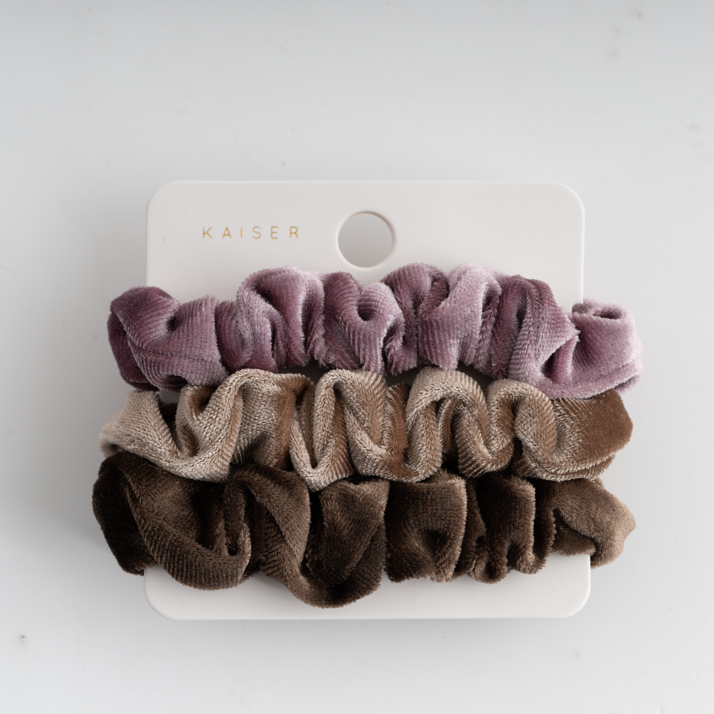 3Pk Velvet Small Hair Scrunchie - Earth