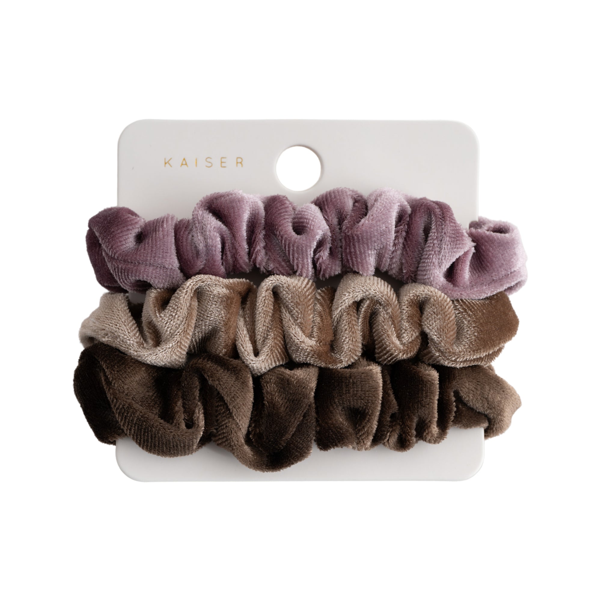 3Pk Velvet Small Hair Scrunchie - Earth