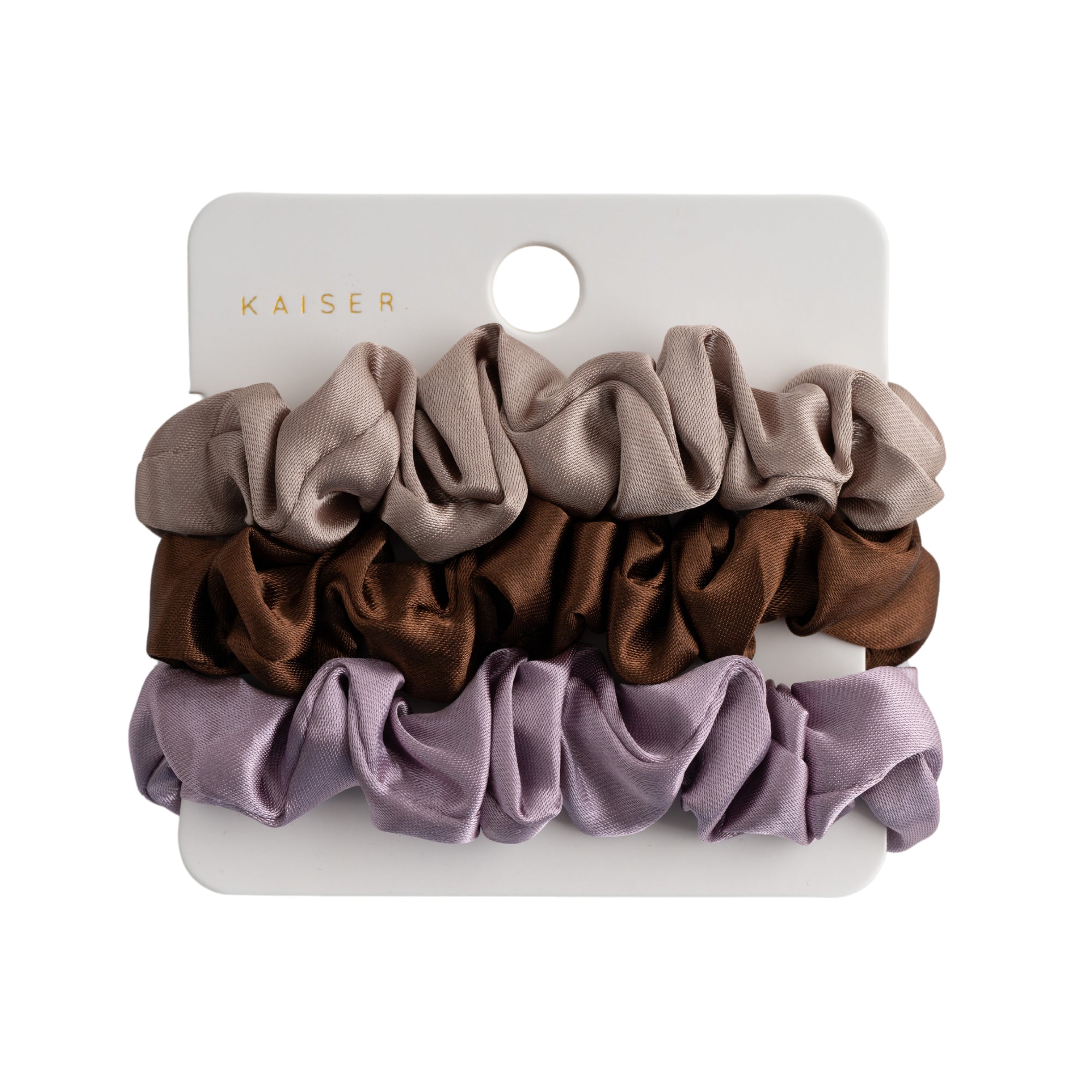 3Pk Satin Small Hair Scrunchie - Earth