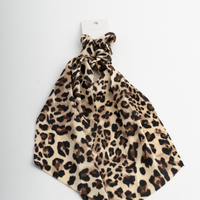 Draping Bow Hair Scrunchie - Leopard