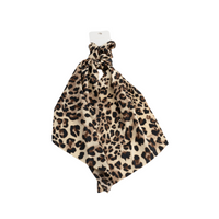 Draping Bow Hair Scrunchie - Leopard