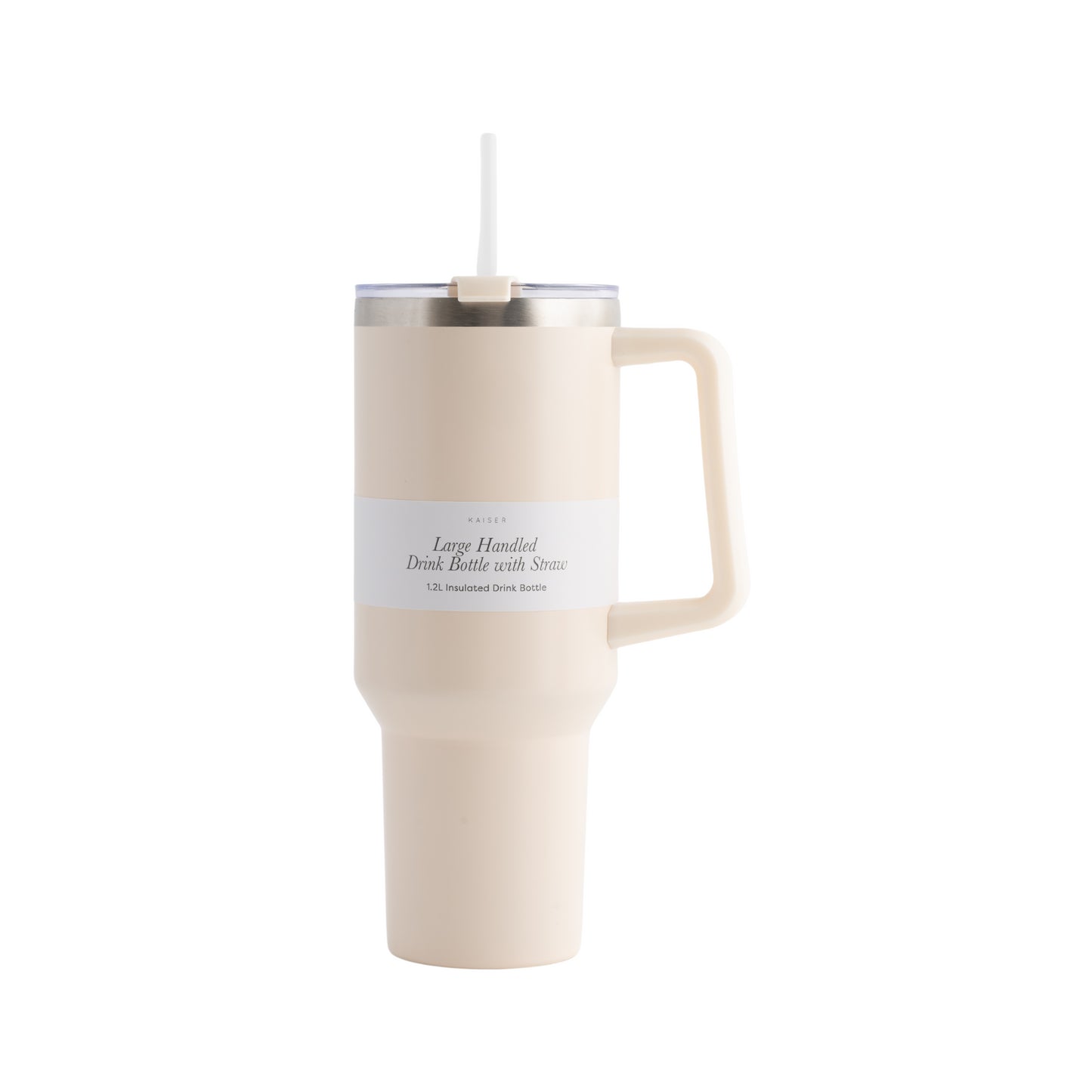 Large Handled Drink Bottle With Straw 1.2Lt - Beige