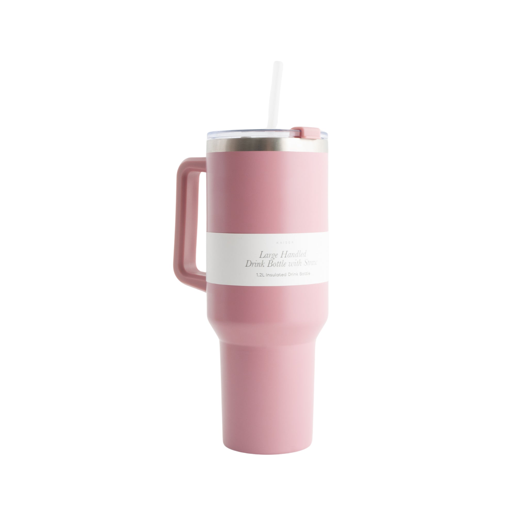 Large Handled Drink Bottle With Straw 1.2Lt - Dusty Pink