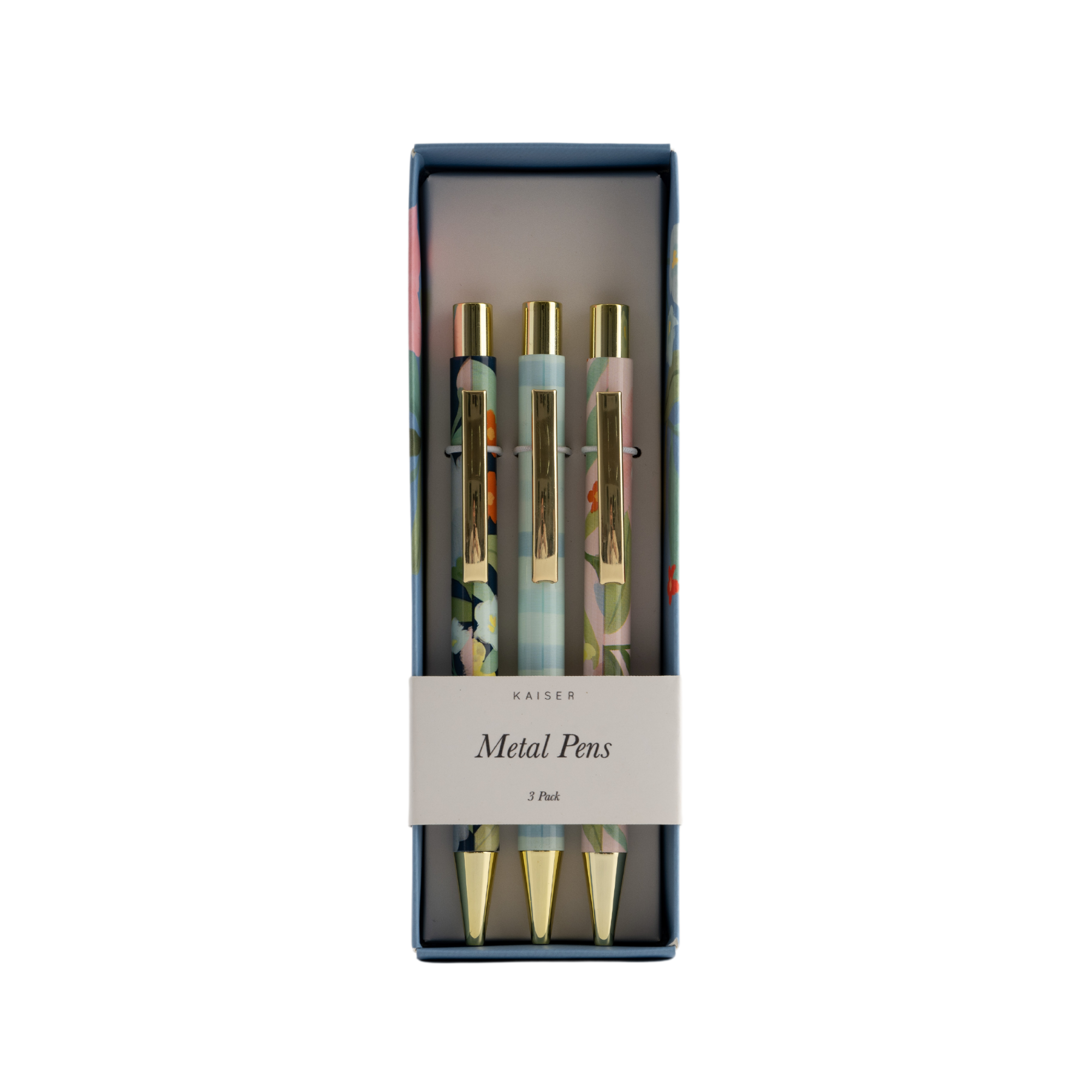 3Pk Metal Pens - Flower Market