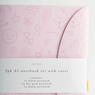 A5 3Pk Notebook With Cover - Sunny