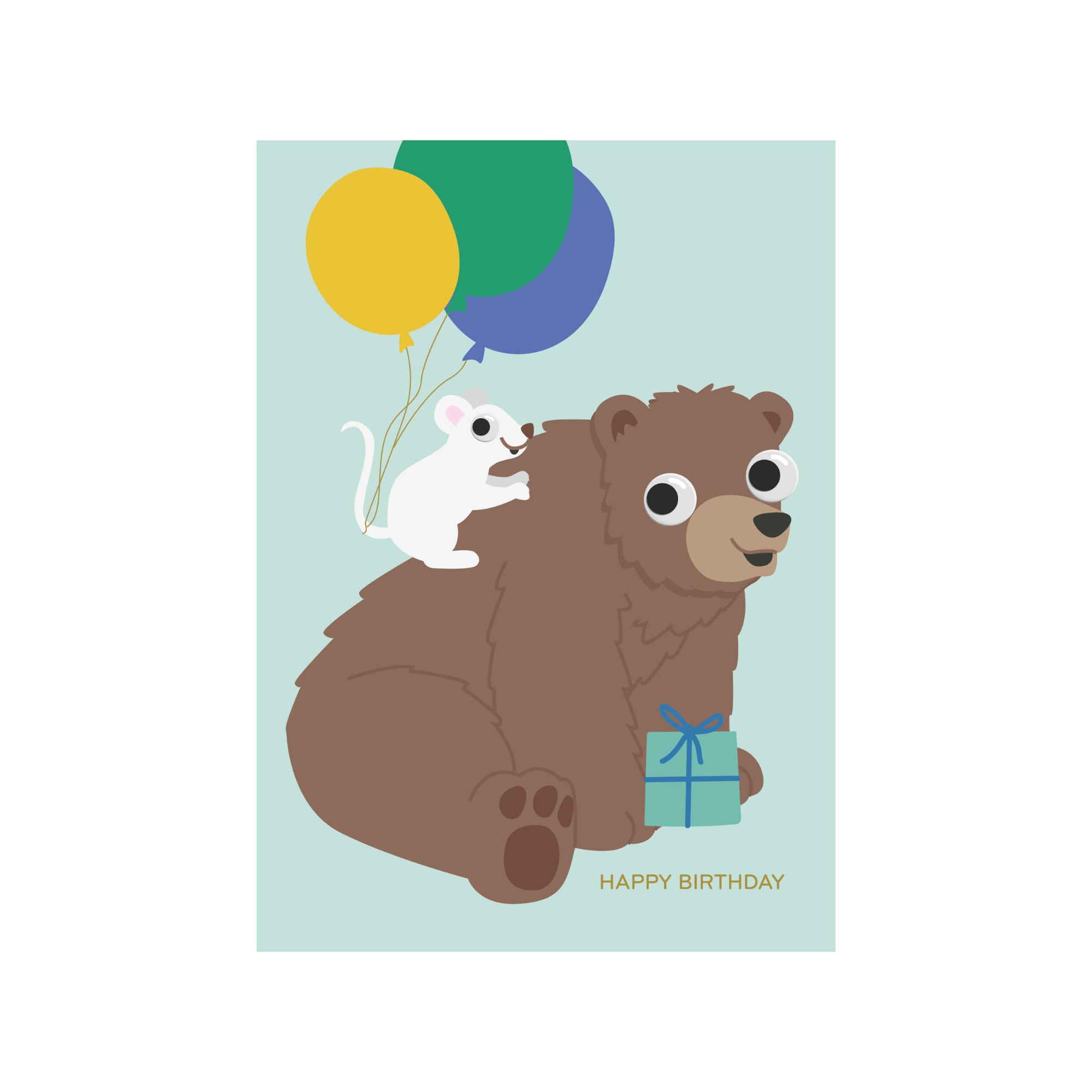 Greeting Card Googly Friends - Bear