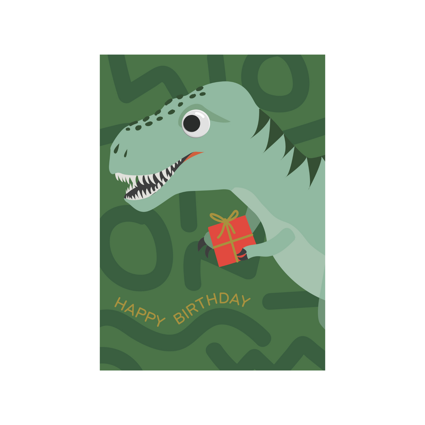 Greeting Card Googly Friends - Dino