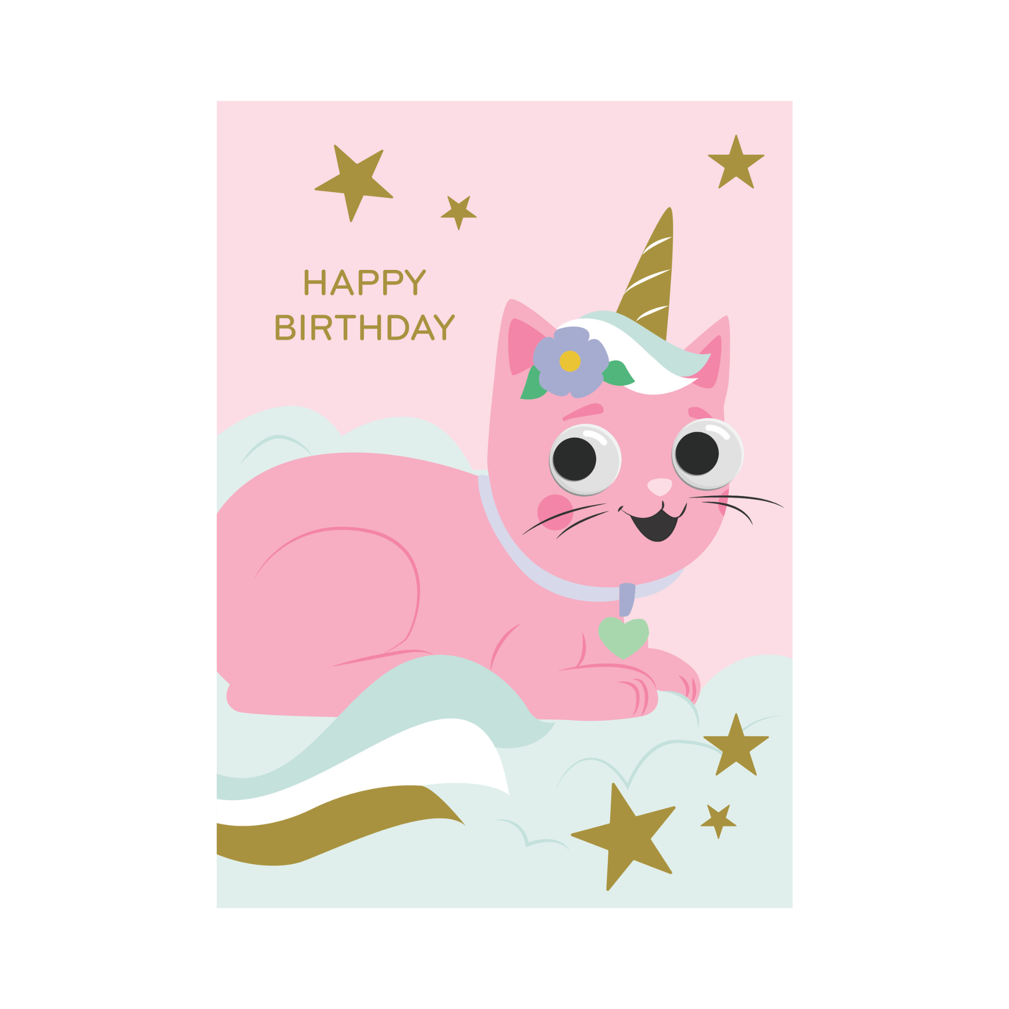 Greeting Card Googly Friends - Kittycorn