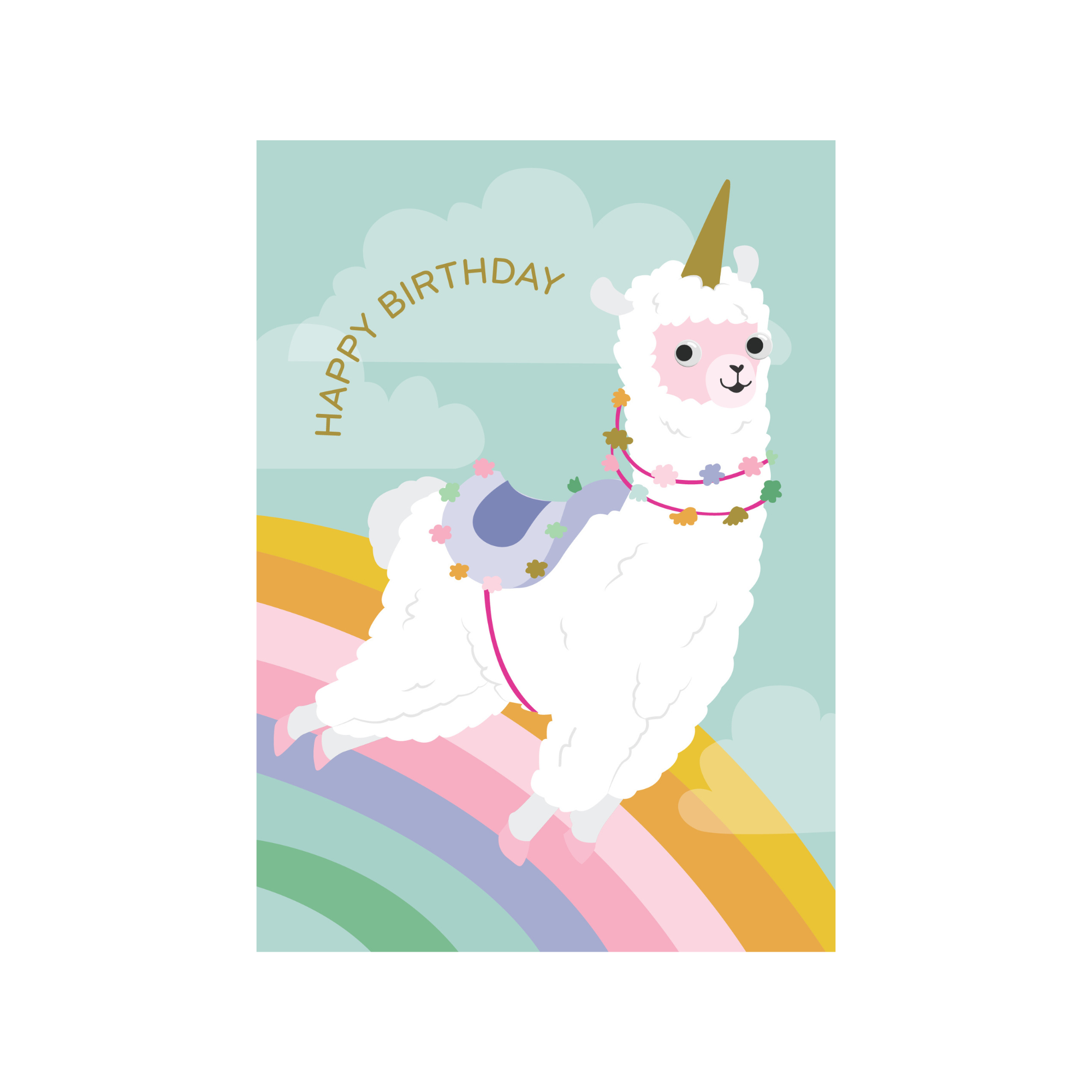 Greeting Card Googly Friends - Llama