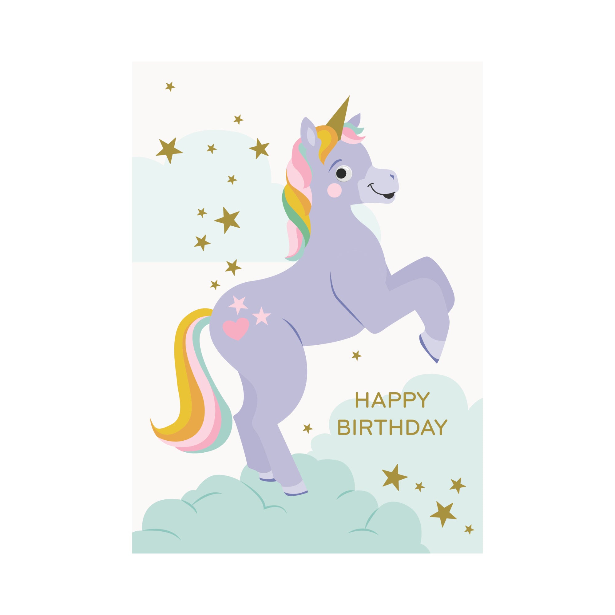 Greeting Card Googly Friends - Unicorn