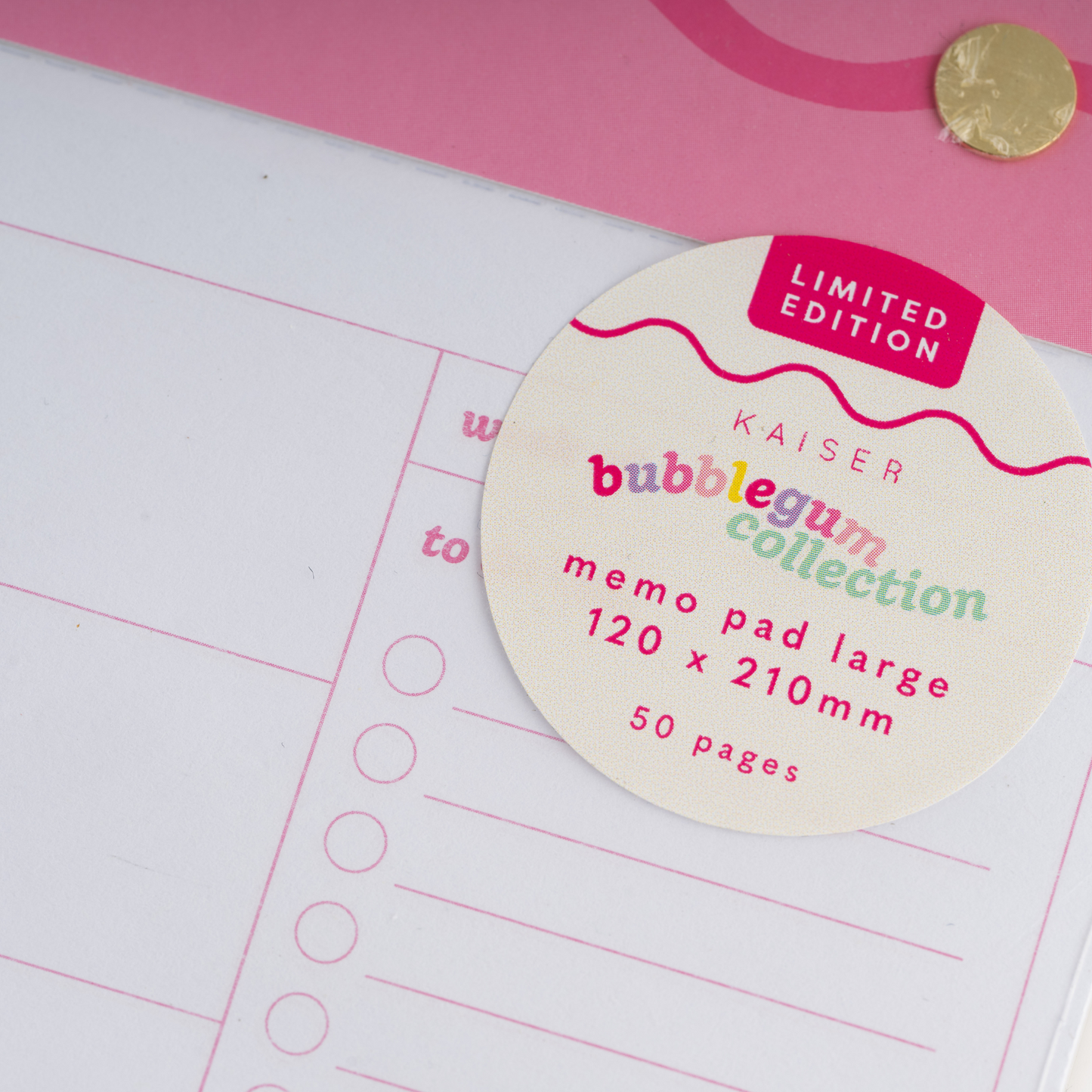 Memo Pad Large- Magenta Squiggle