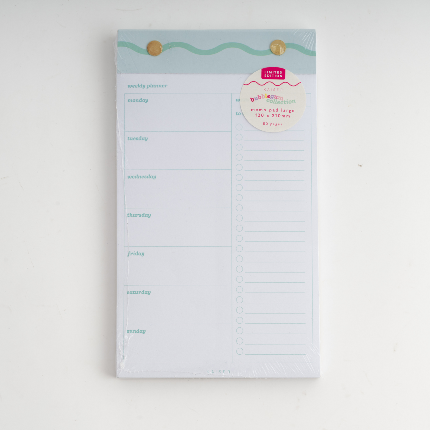 Memo Pad Large- Mint Squiggle