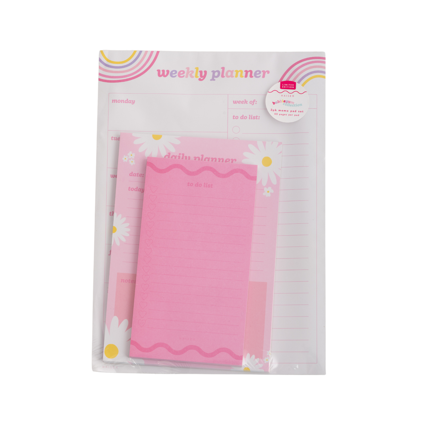 3Pk Memo Pad Set - Rainbows