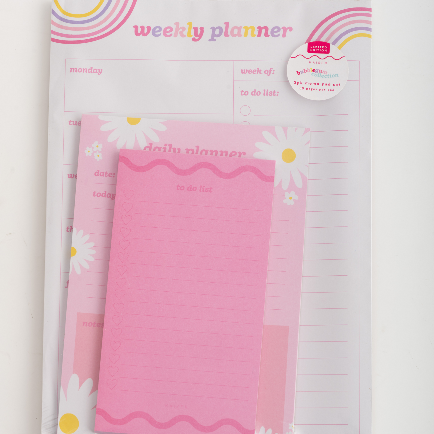 3Pk Memo Pad Set - Rainbows