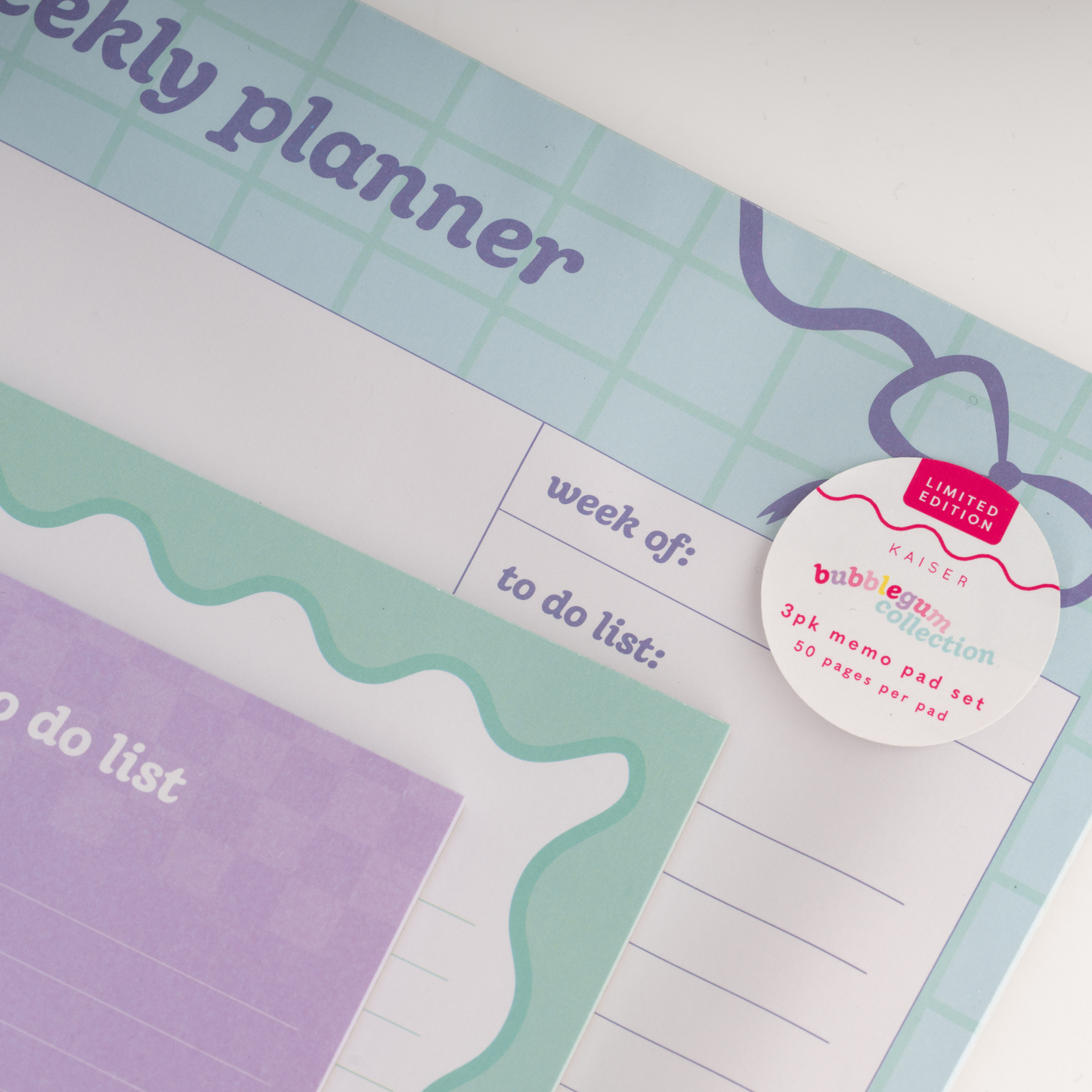 3Pk Memo Pad Set - Mint Grid