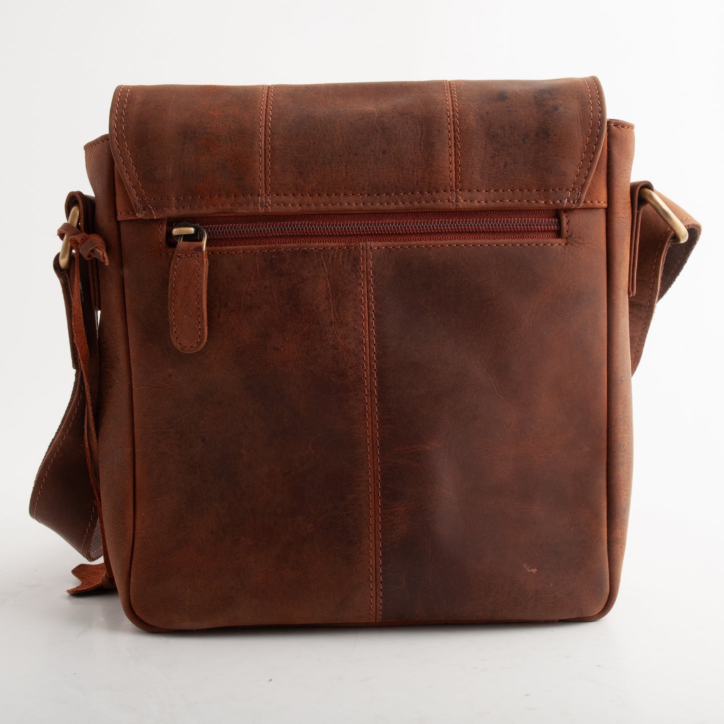 Leather Messenger Bag - Cognac