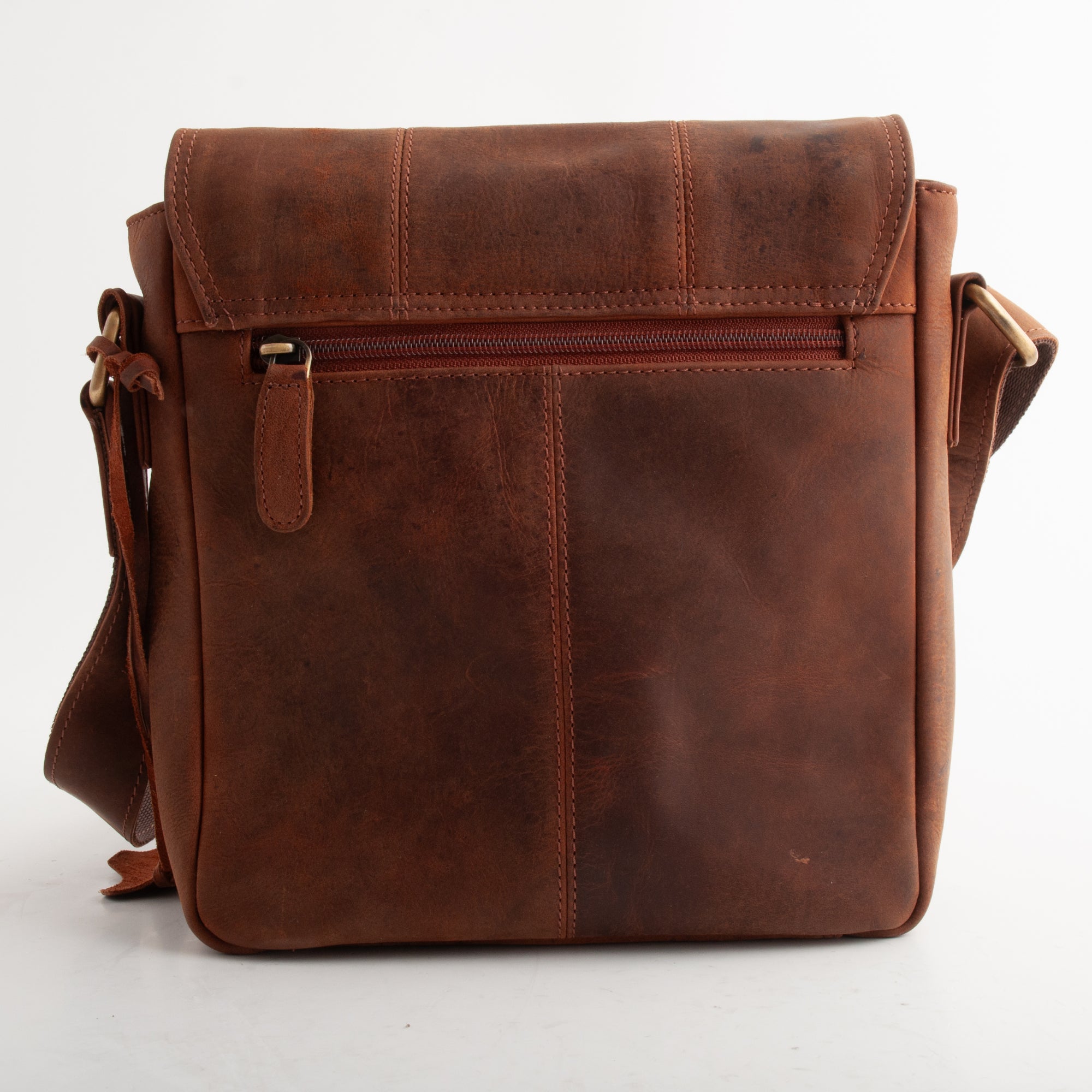 Leather Messenger Bag - Cognac