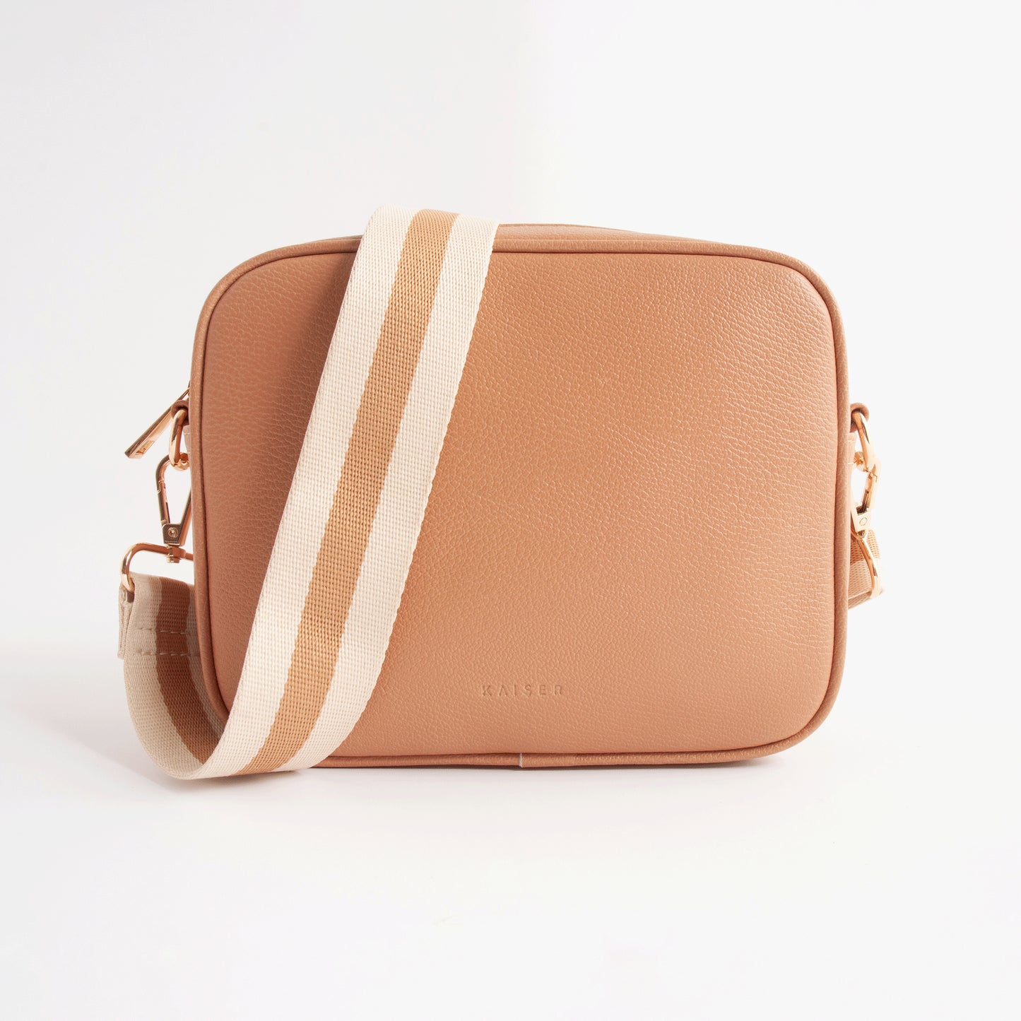 Textured Strap Side Bag - CARAMEL