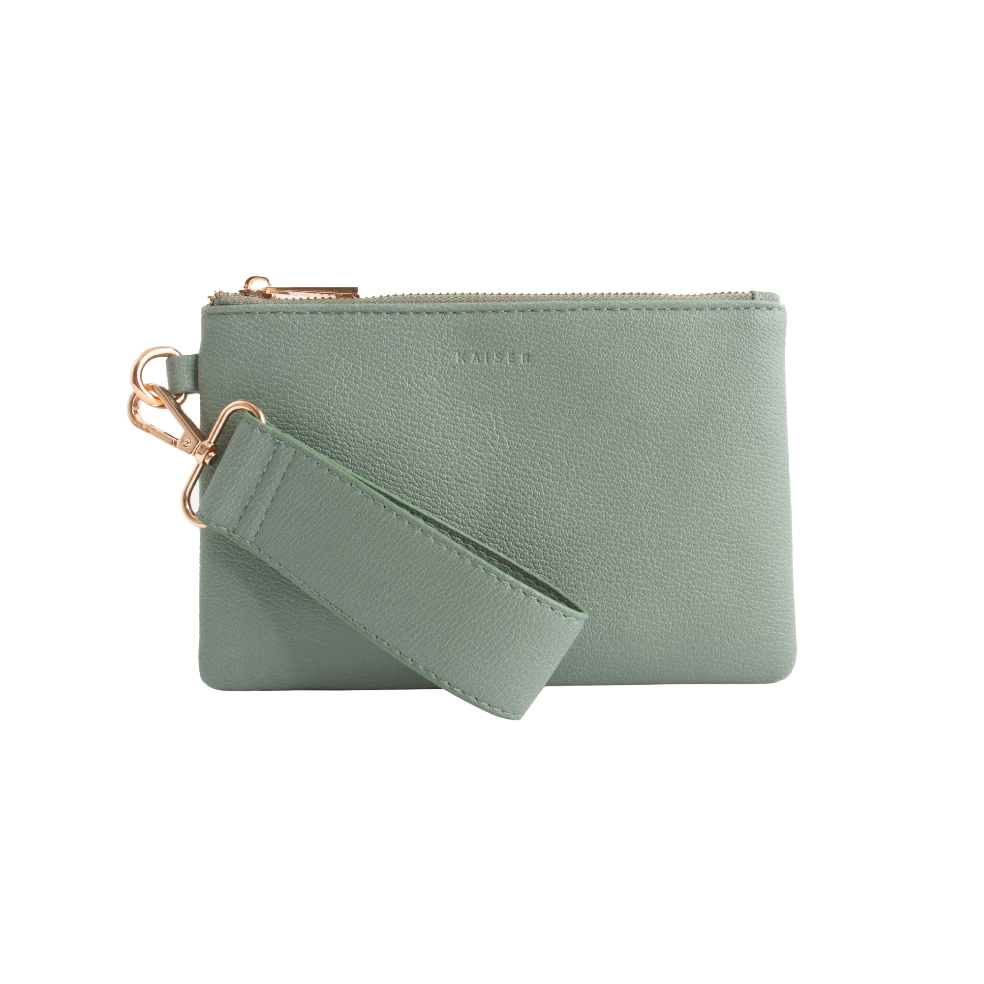 Clutch with Strap - EVERGREEN