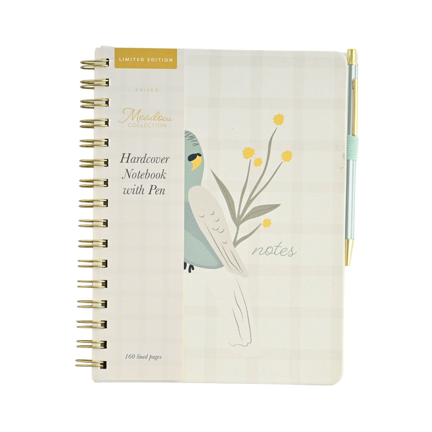 Hardcover Notebook with Pen - Budgie Gingham