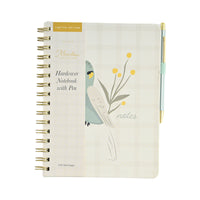 Hardcover Notebook with Pen - Budgie Gingham