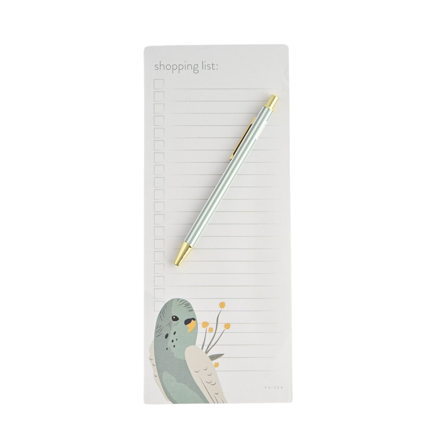 List Notepad with Pen - Budgie