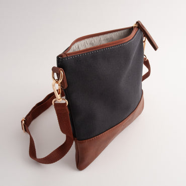 Kaiser Canvas Square Shoulder Bag - NAVY