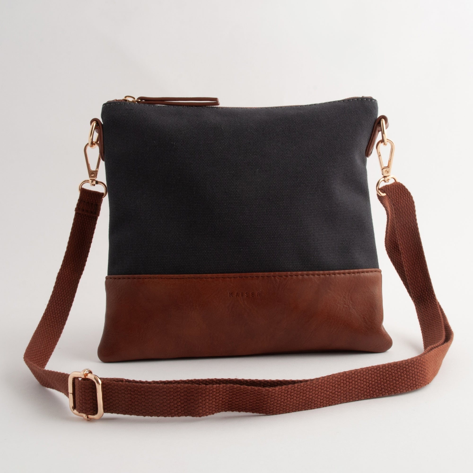 Kaiser Canvas Square Shoulder Bag - NAVY