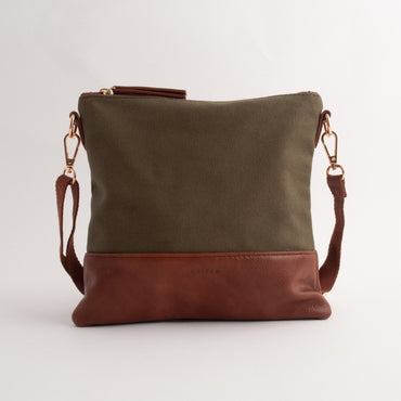 Kaiser Canvas Square Shoulder Bag - KHAKI