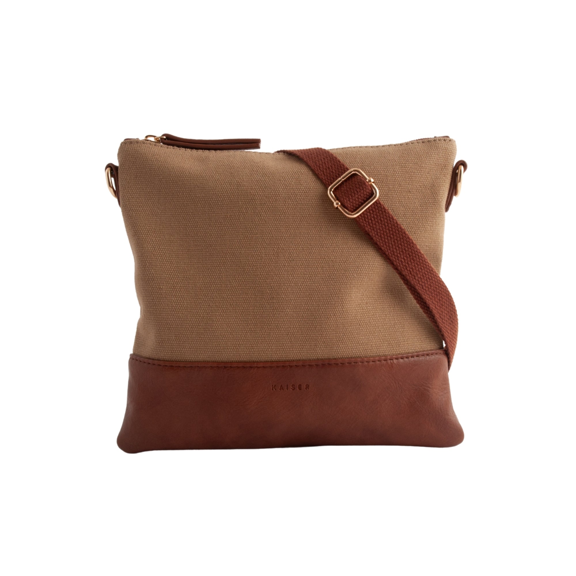 Kaiser Canvas Square Shoulder Bag - MID BROWN