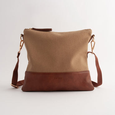 Kaiser Canvas Square Shoulder Bag - MID BROWN