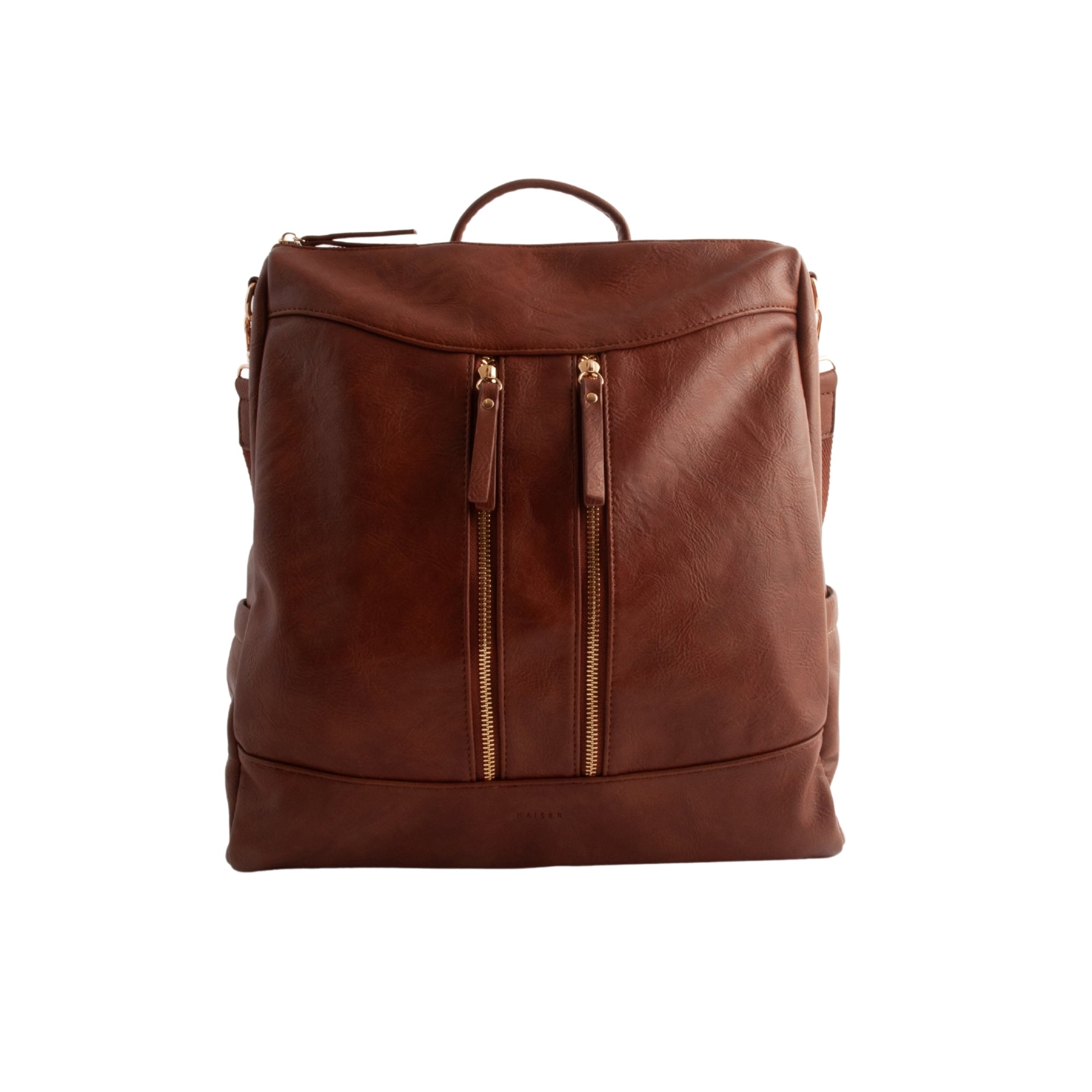 Kaiser Faux Leather Messenger Backpack - TAN