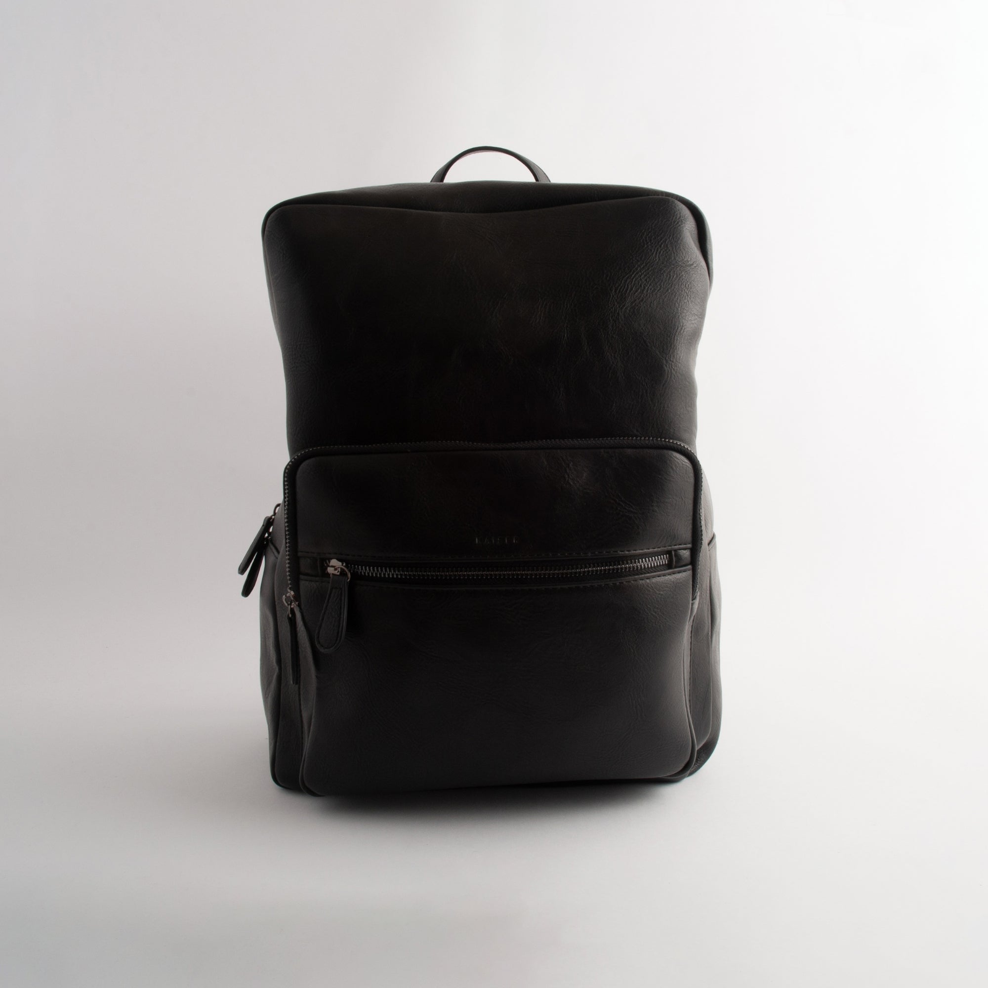 Kaiser Faux Leather Backpack - BLACK