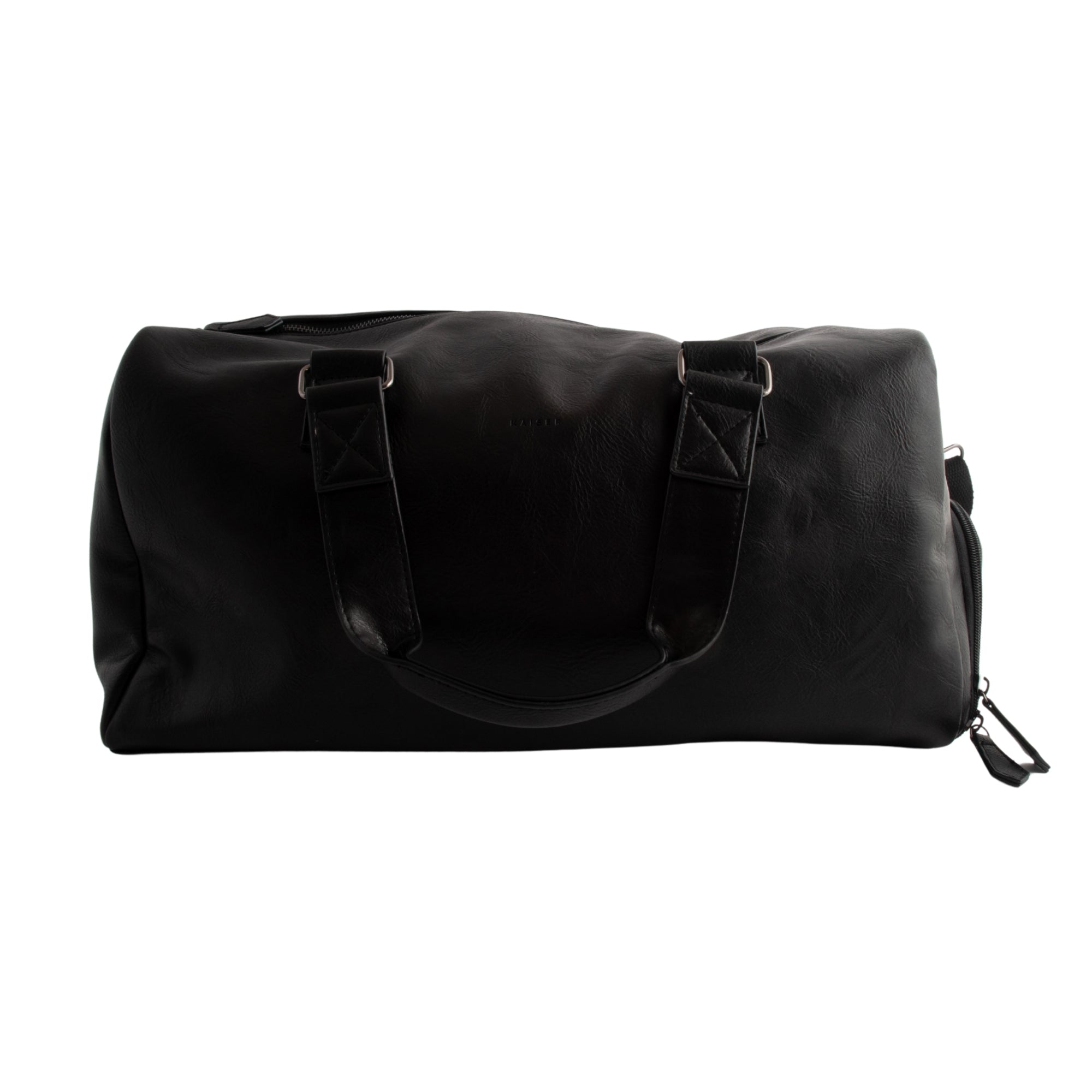 Kaiser Faux Leather Weekender Bag - BLACK