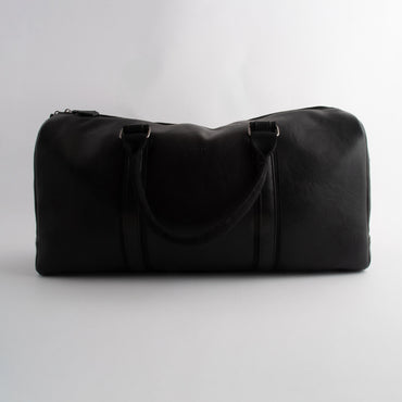 Kaiser Faux Leather Structured Duffle Bag - BLACK