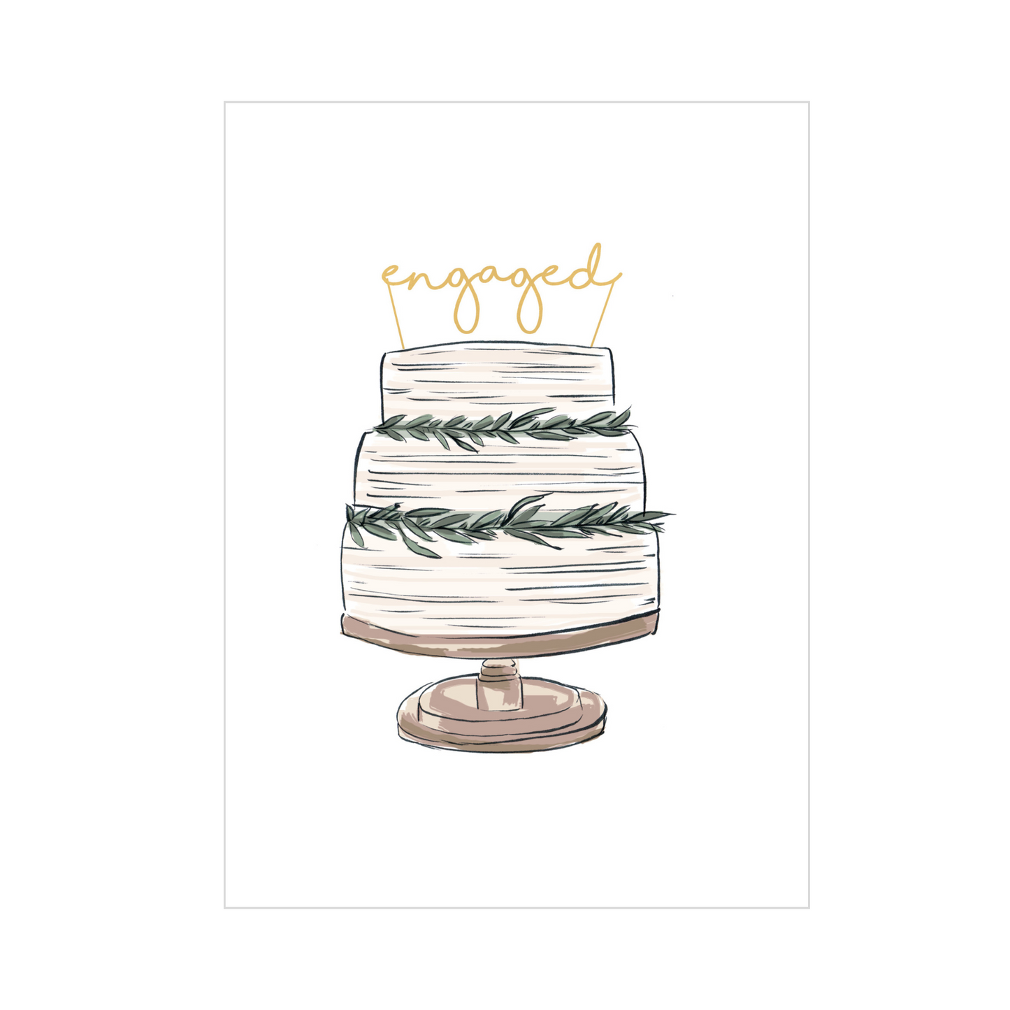 Greeting Card WEDDING - ENGAGED CAKE