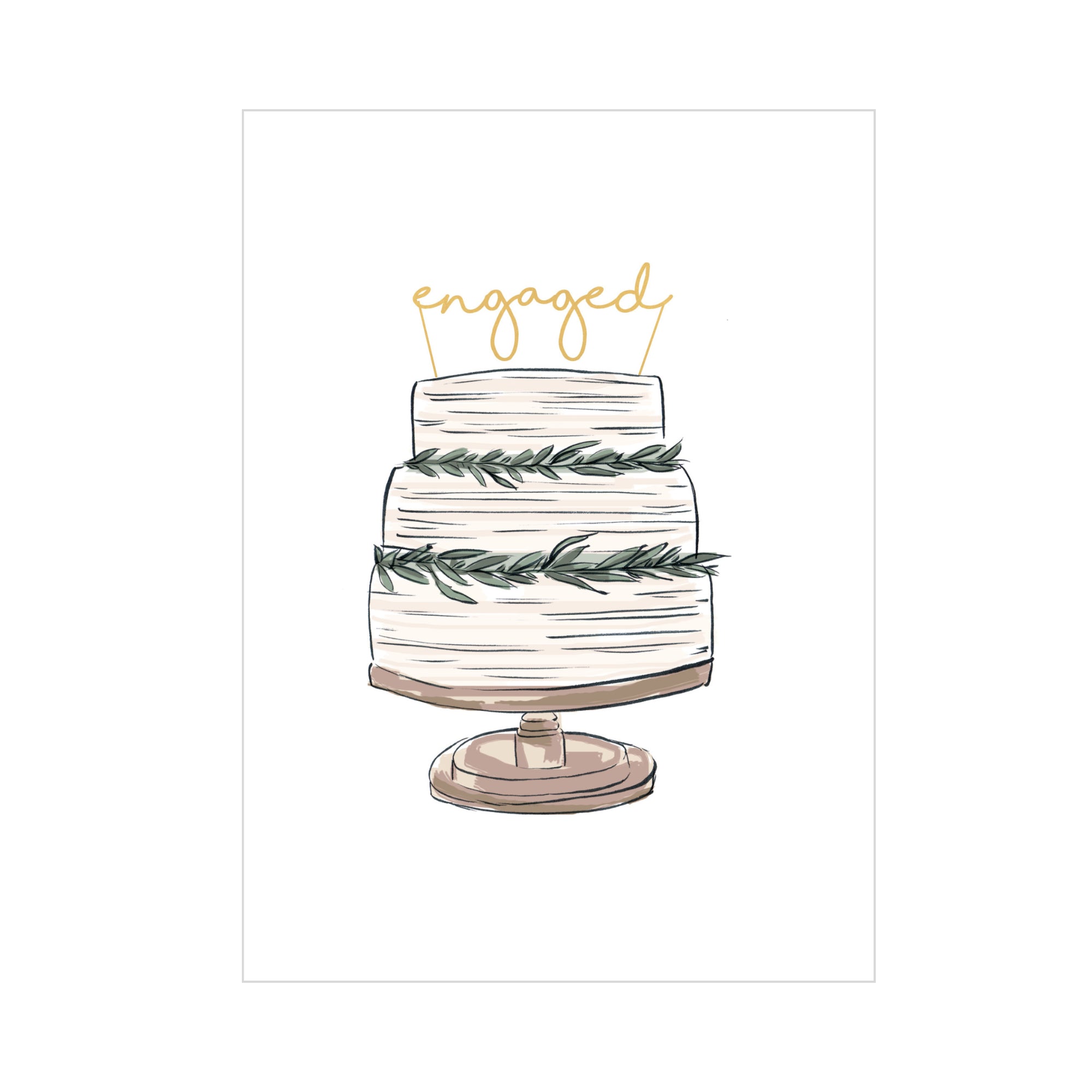 Greeting Card WEDDING - ENGAGED CAKE