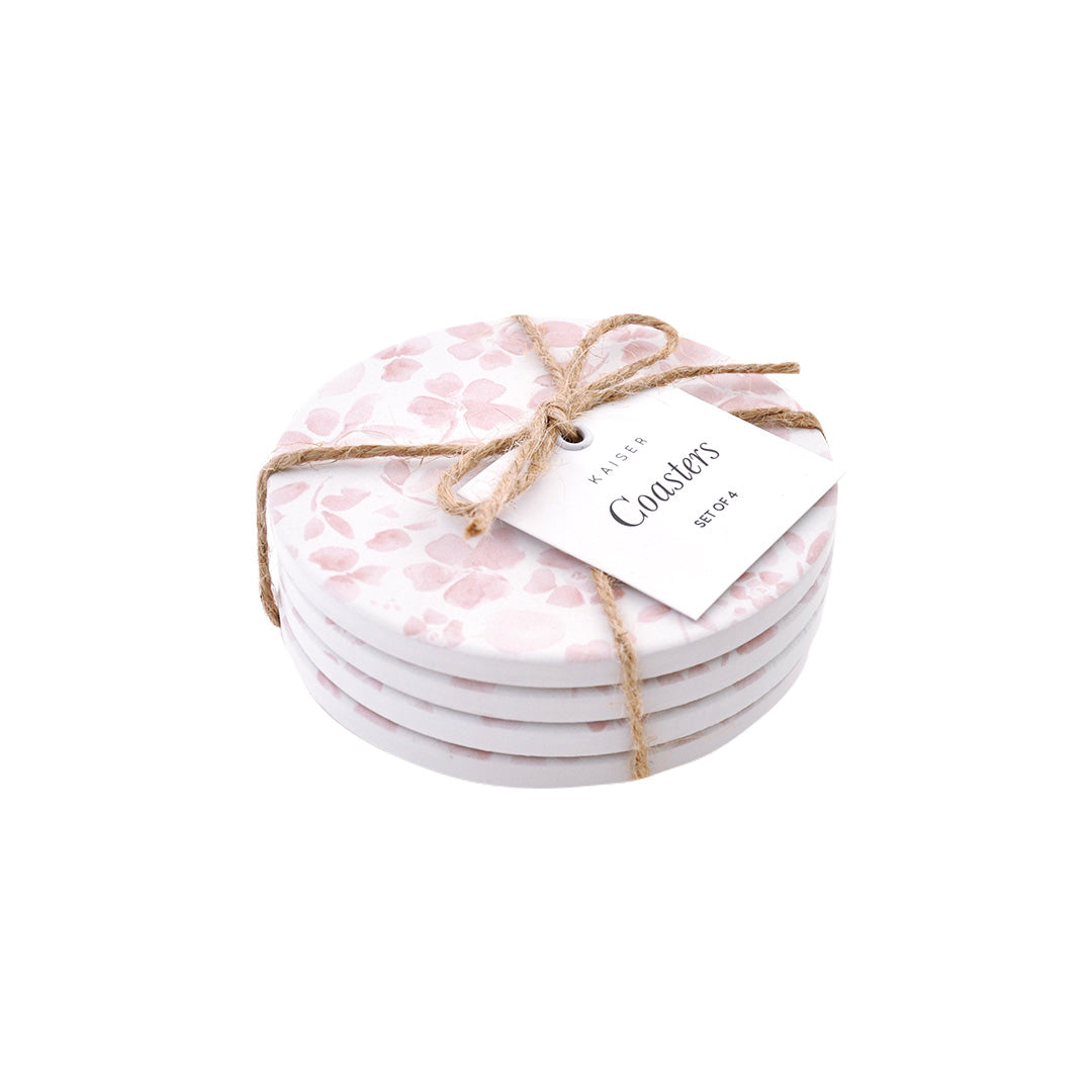 Round Coaster Set 4 - Blush Foliage